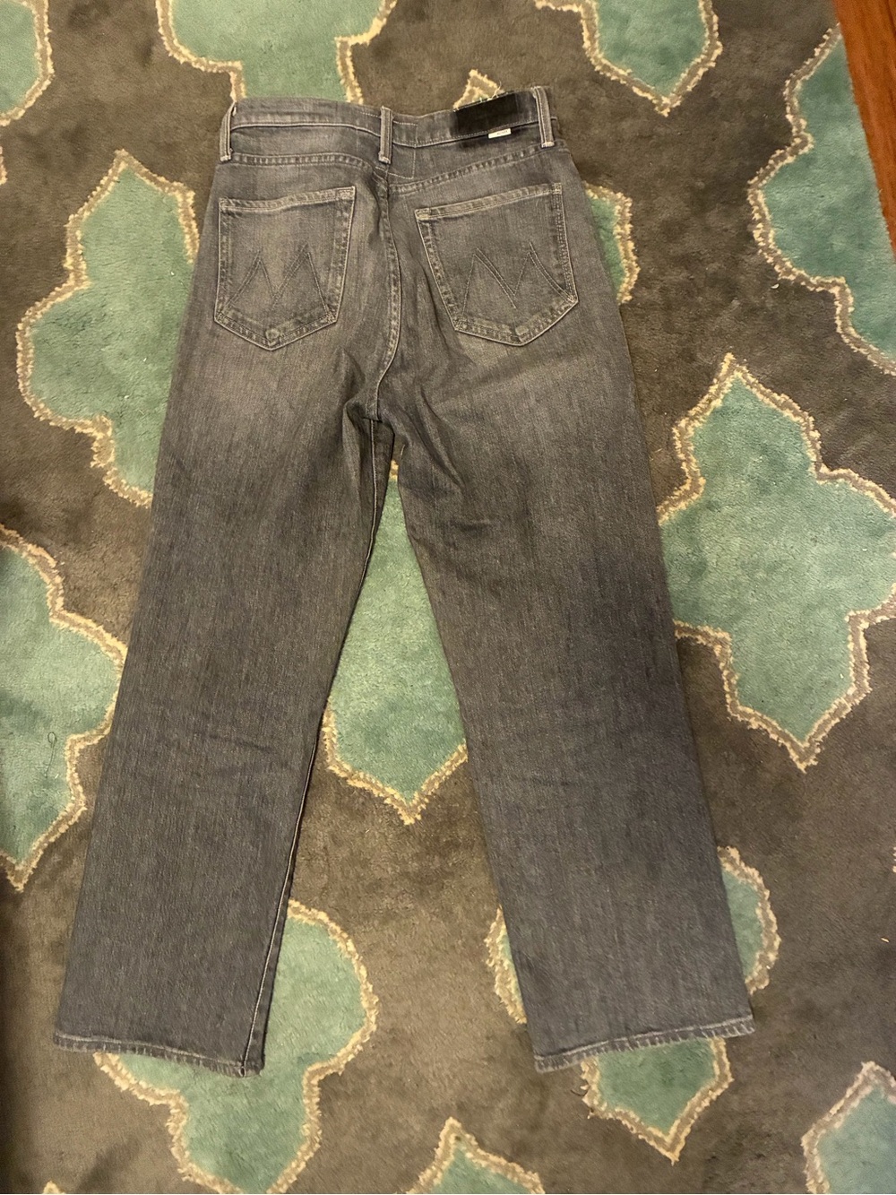 MOTHER The Rambler Ankle Relaxed Straight Jeans High Rise in Faded Gray 28